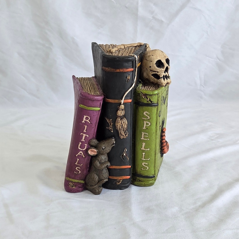 Spooky Gothic Halloween Book Stack Figurine – Rituals & Spells